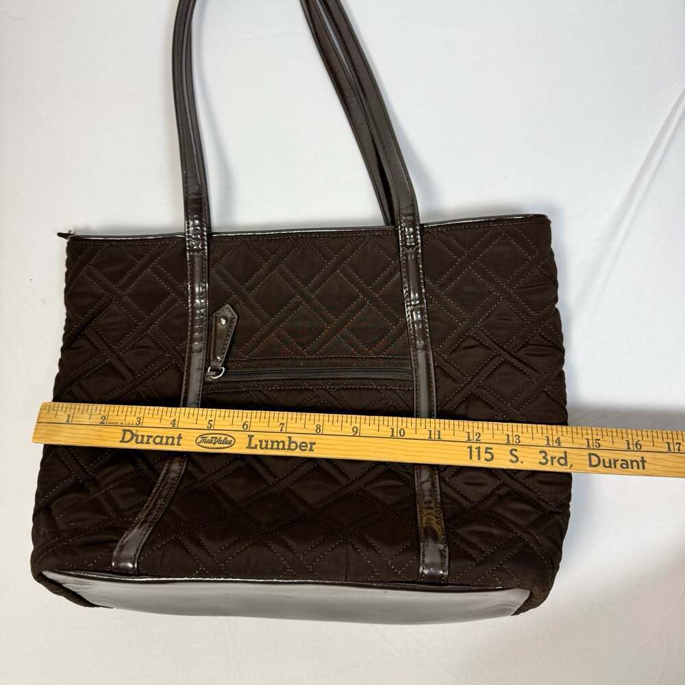 Vera Bradley Espresso Brown Quilted Microfiber Tote with Patent Leather Trim - Picture 7 of 8